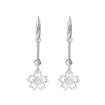 925 Sterling Silver Earrings Long Snowflake Dangle Earrings